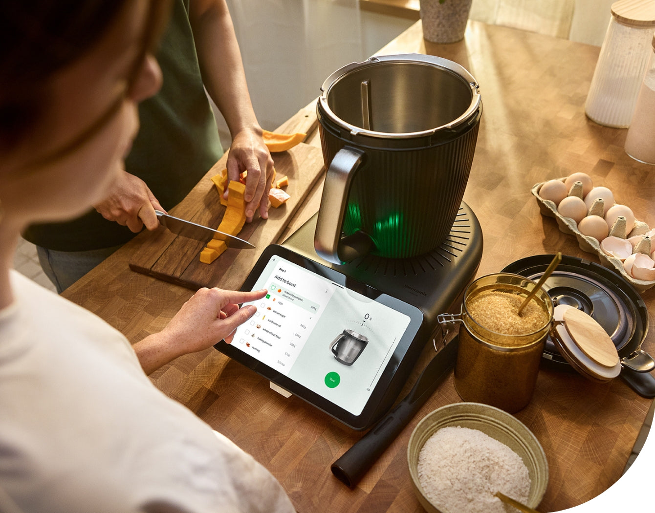 Guided Cooking on the Thermomix TM7 touchscreen in a home kitchen