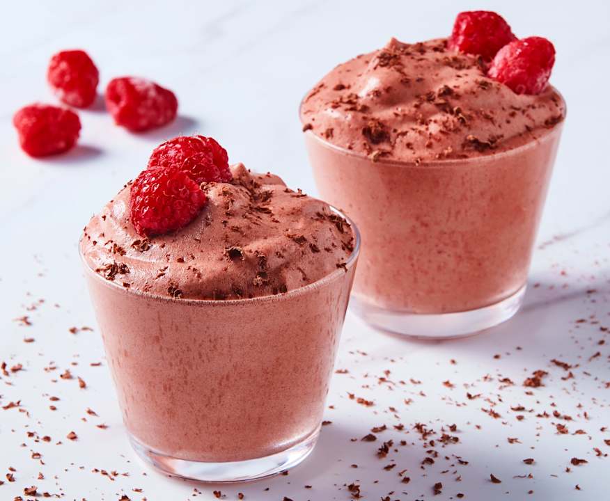 Chocolate raspberry mousse made in a Thermomix