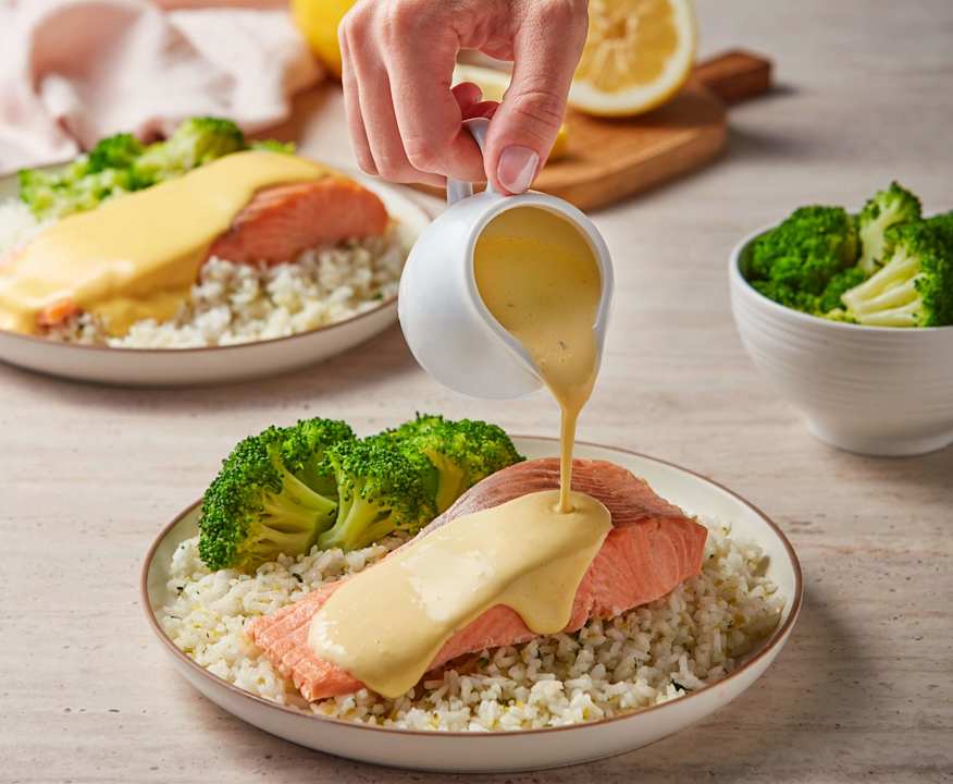 Salmon with hollandaise sauce made in a Thermomix